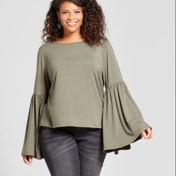 Ava & Viv Tops - New Ava and Viv Olive Green bell sleeve top